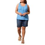 Women's Tribal Plus Size Hidden Snaps Sleeveless Scoop Neck Henley - Thumbnail 3 of 3