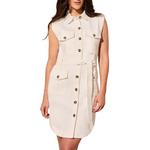 Women's Tribal Stretch Twill Denim Cargo Shirt Dress - Thumbnail 2 of 5