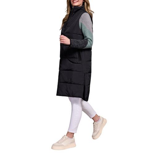 Women's Tribal Long Zip-Front Quilted Vest - Primary Image