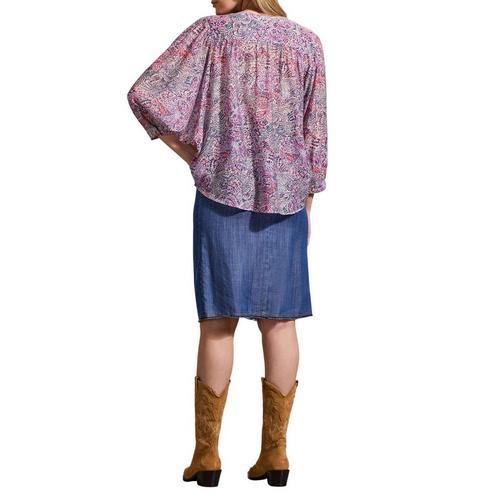 Women's Tribal Flowy Dolman 3/4 Sleeve Blouse - Primary Image