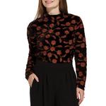 Women's Tribal Embellished Velvet Long Sleeve Mock Neck Shirt - Thumbnail 1 of 3