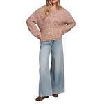 Women's Tribal Fuzzy Eyelash Drop Shoudler Pullover Sweater - Thumbnail 2 of 3