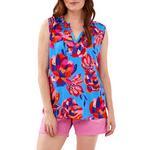 Women's Tribal Neck Frill Sleeveless Notch Neck Blouse - Thumbnail 1 of 4
