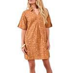 Women's Tribal Collared Tunic Shirt Dress - Thumbnail 1 of 4