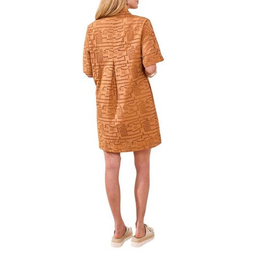 Women's Tribal Collared Tunic Shirt Dress - Primary Image