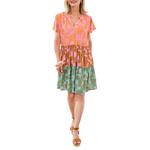 Women's Tribal Tiered Notch Neck Babydoll Dress - Thumbnail 1 of 4