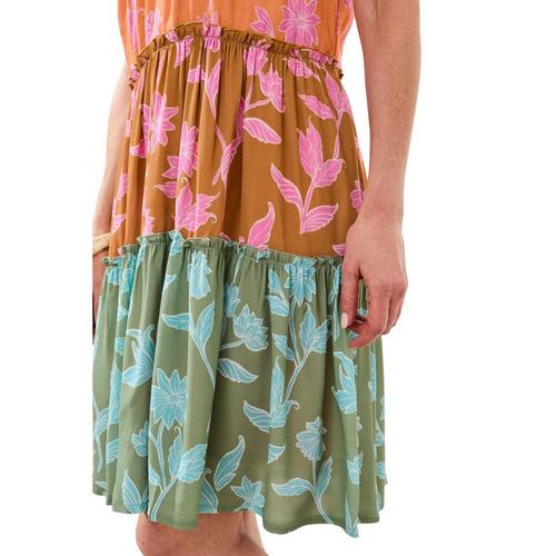 Women's Tribal Tiered Notch Neck Babydoll Dress - Primary Image