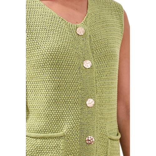 Women's Tribal Fancy Buttons Sleeveless Sweater Vest - Primary Image