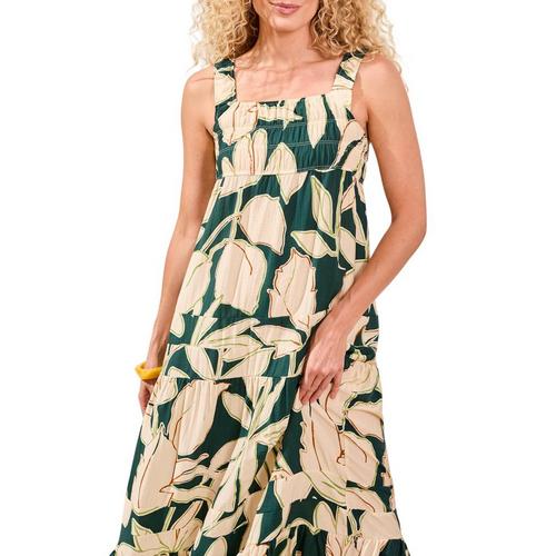 Women's Tribal Bra Friendly Square Neck Maxi Babydoll Dress - Primary Image