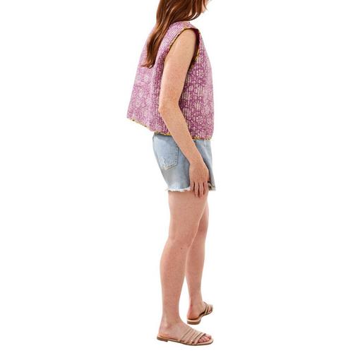 Women's Tribal Reversible Combo Print Sleeveless Sweater Vest - Primary Image