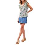 Women's Tribal Mixed Print Sleeveless Notch Neck Blouse - Thumbnail 2 of 3