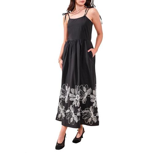 Women's Tribal Embroidery Square Neck Midi Dress - Primary Image