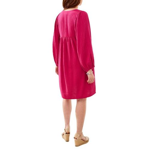 Women's Tribal Puff Sleeve Long Sleeve Babydoll Dress - Primary Image