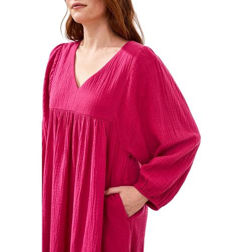 Women's Tribal Puff Sleeve Long Sleeve Babydoll Dress - Primary Image