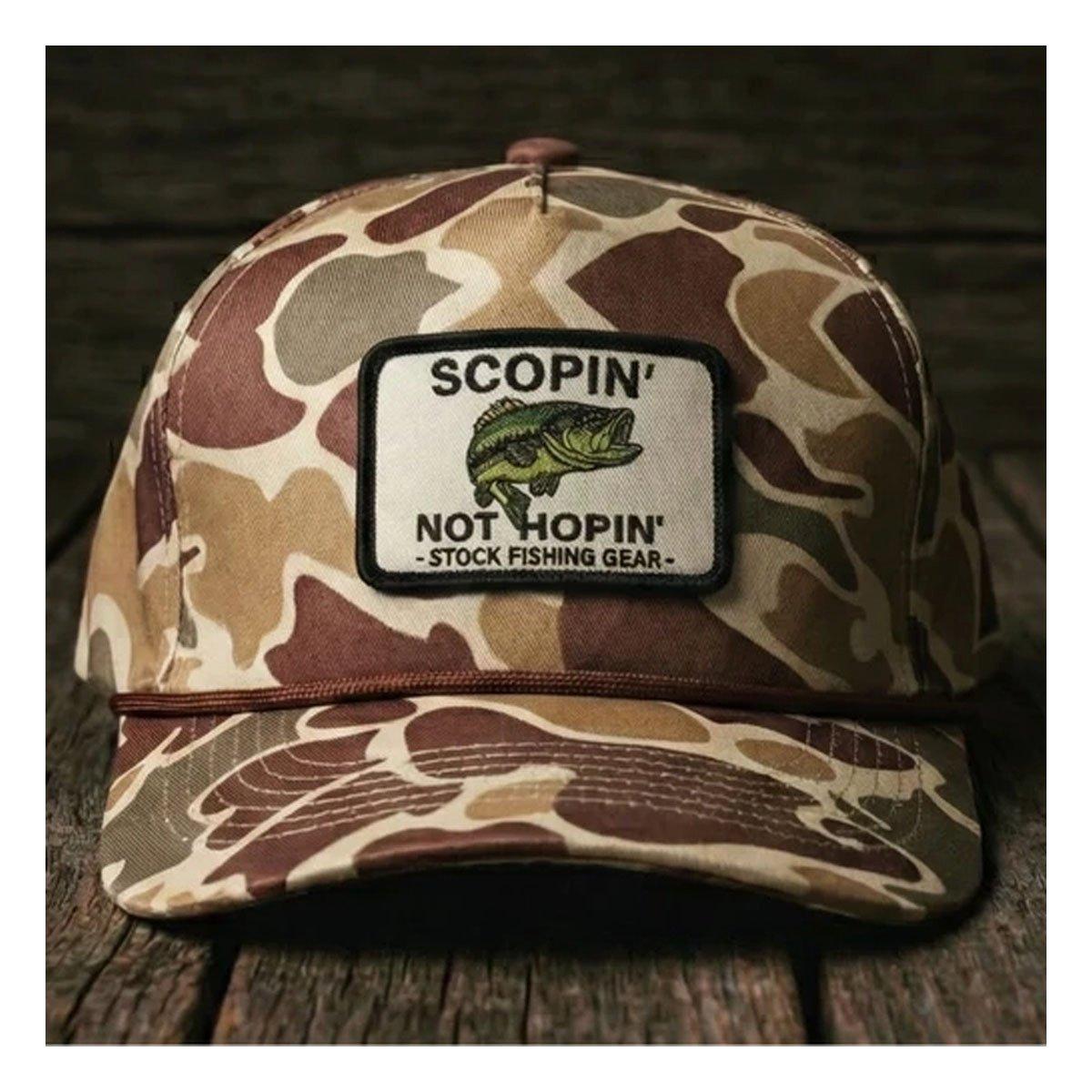 STOCK Fishing Gear Duck Camo Scopin' Not Hopin' Largemouth Adjustable Hat - STOCK Fishing Gear