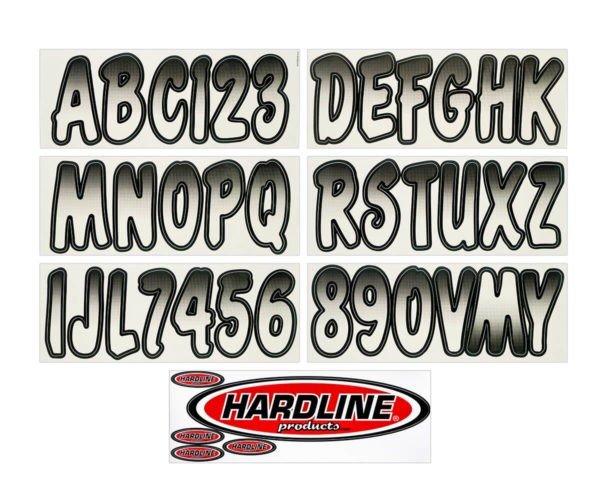 Stiffie Whipline Solid Boat Number Decal - WLS24 Black With Metallic Silver Registration Kit - View #4