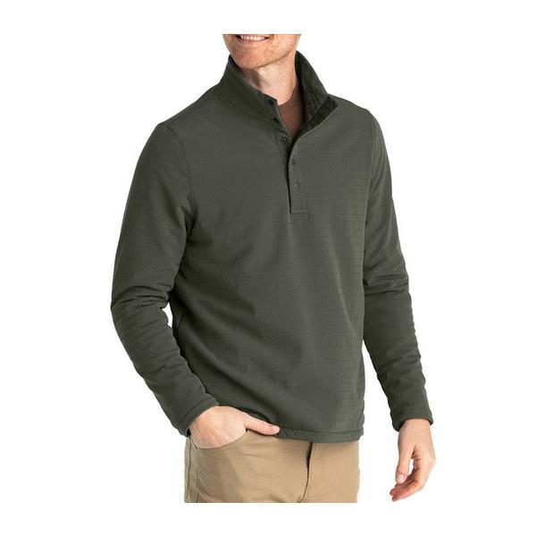 Men's Free Fly Gridback Fleece Fishing 1/4 Snap Pullover Medium Dark Olive