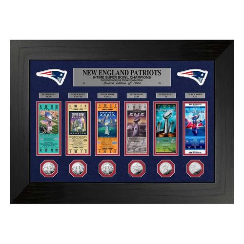 New England Patriots 6-Time Super Bowl Champions Deluxe Silver Coin & Ticket Collection - Primary Image