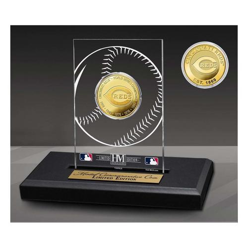 Highland Mint Cincinnati Reds 5-Time Champions Gold Coin in Acrylic Display - Primary Image