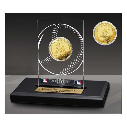 Highland Mint Miami Marlins 2-Time World Series Champions Gold Coin in Acrylic Display - Primary Image