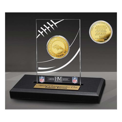 Denver Broncos 3x Super Bowl Champions Gold Coin with Acrylic Display - Primary Image