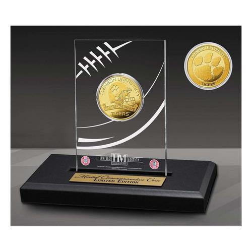 Clemson University Tigers 3-Time National Champions Gold Coin in Acrylic Display - Primary Image