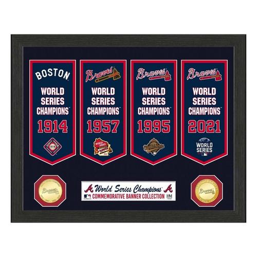 Highland Mint Atlanta Braves 4-Time Champions Bronze Coin Banner Collection - Primary Image