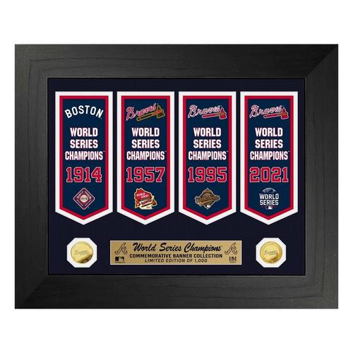Highland Mint Atlanta Braves 4-Time World Series Champions Deluxe Banner Collection - Primary Image
