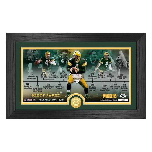 Brett Favre Career Timeline Bronze Coin Pano Photo Mint - Primary Image