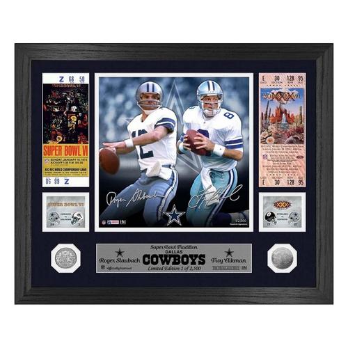 Highland Mint Dallas Cowboys Roger Staubach & Troy Aikman Super Bowl Traditions Silver Coin Photo Mint - Primary Image
