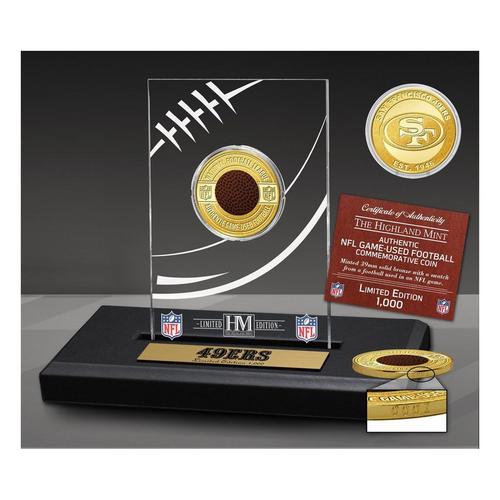 San Francisco 49ers Game Used NFL Football Bronze Coin in Commemorative Display - Primary Image