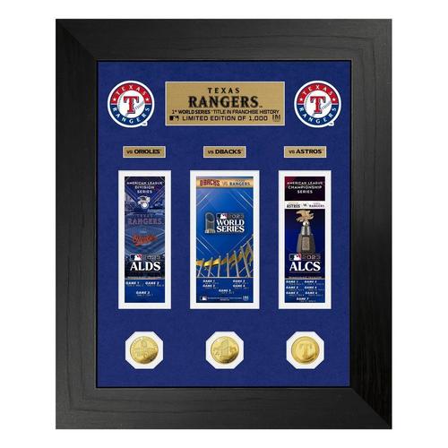 Texas Rangers Deluxe 2023 Road to the World Series Championship Commemorative Tickets Gold Coin Photo Mint - Primary Image