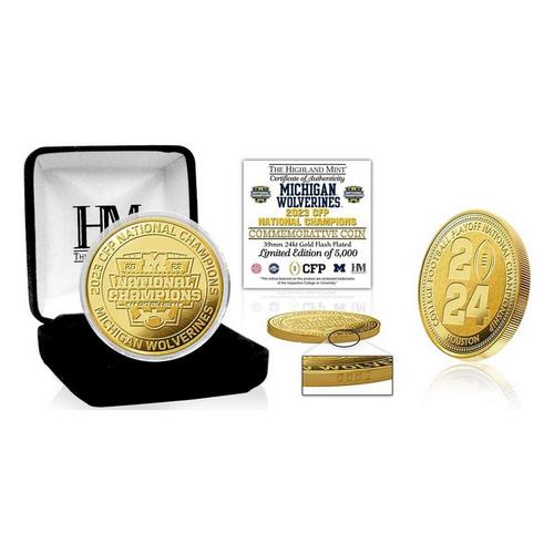 Highland Mint Michigan Wolverines 2023 CFP National Champions Gold Coin - Primary Image