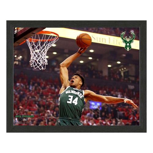 Highland Mint Milwaukee Bucks Giannis Antetokounmpo 12x15 Dunk Sport Frame - Primary Image