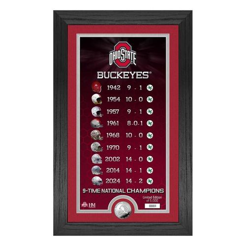 Highland Mint Ohio State Buckeyes 9 Time National Champions Legacy Silver Coin Pano - Primary Image