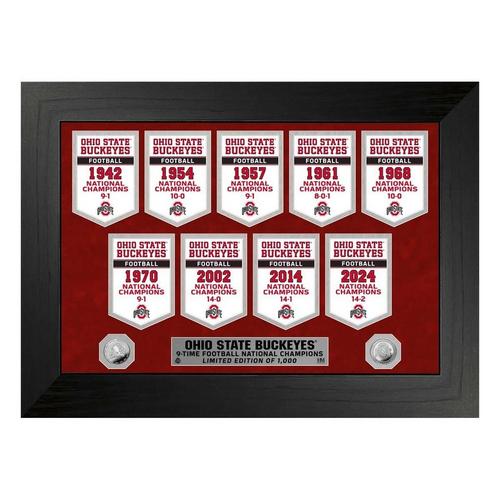 Highland Mint Ohio State Buckeyes 9 Time National Champions Deluxe Banners Silver Coin Photo Mint - Primary Image