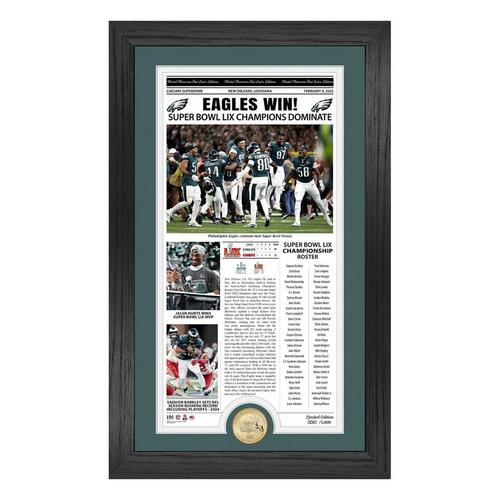 Highland Mint Philadelphia Eagles Super Bowl LIX Champions Front Page Cover Bronze Coin Photo Mint - Primary Image