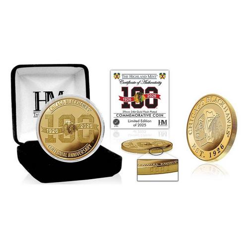 Highland Mint Chicago Blackhawks 100th Anniversary Gold Coin - Primary Image