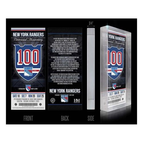 Highland Mint New York Rangers 100th Anniversary 3D Acrylic Blockart - Primary Image