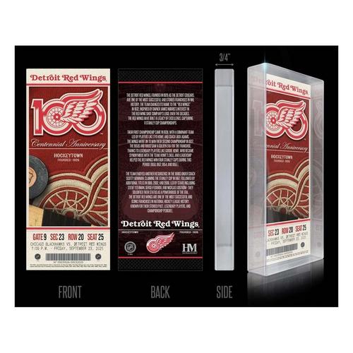 Highland Mint Detroit Red Wings 100th Anniversary 3D Acrylic Blockart - Primary Image