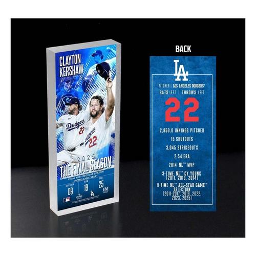 Highland Mint Clayton Kershaw Los Angeles Dodgers Final Season Acrylic Blockart - Primary Image