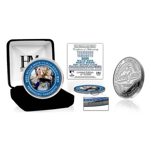 Highland Mint Los Angeles Dodgers Yoshinobu Yamamoto 2025 World Series MVP Silver Color Coin - Primary Image