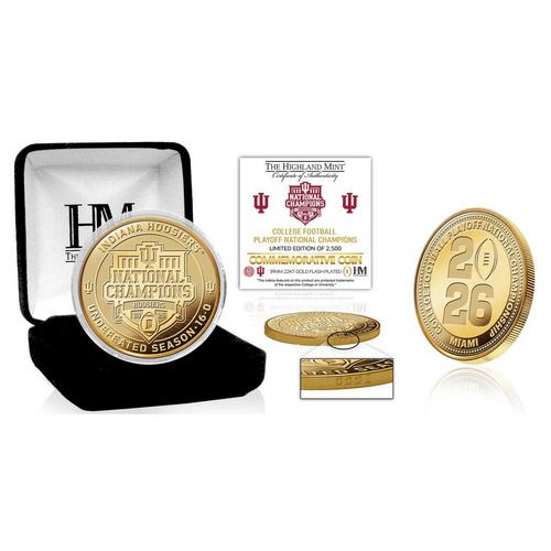 Highland Mint Indiana Hoosiers 2025 CFP National Champions Gold Plated Coin - Primary Image