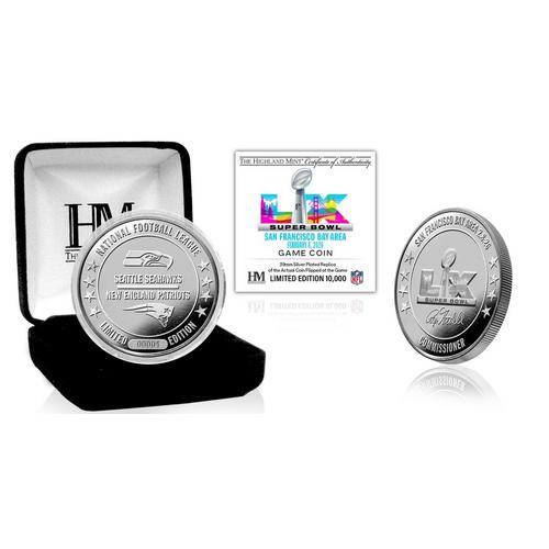 Highland Mint New England Patriots vs. Seattle Seahawks Super Bowl LX Silver Plated Game Coin - Primary Image