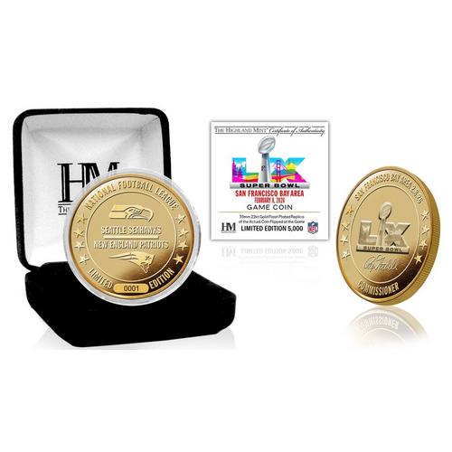 Highland Mint New England Patriots vs. Seattle Seahawks Super Bowl LX Gold Plated Game Coin - Primary Image
