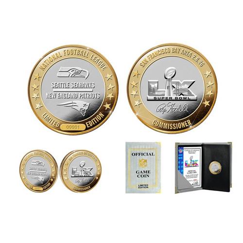 Highland Mint New England Patriots vs. Seattle Seahawks Super Bowl LX Official 2-Tone Gold & Silver Game Coin - Primary Image
