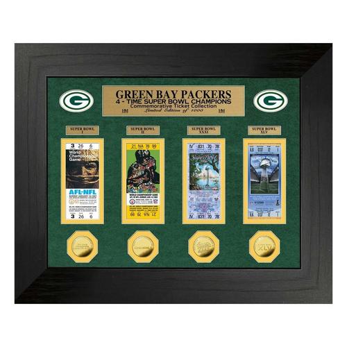 Green Bay Packers 4-Time Super Bowl Champions Deluxe Gold Coin & Ticket Collection - Primary Image