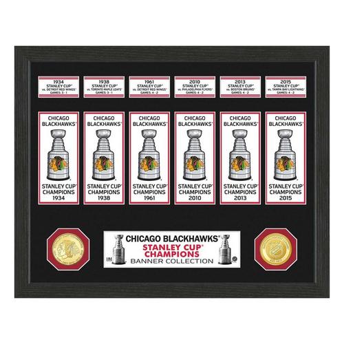 Chicago Blackhawks Stanley Cup Banner Collection Photo Mint - Primary Image