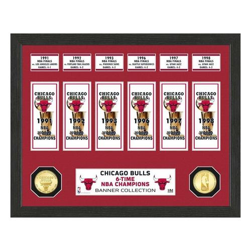 Chicago Bulls NBA Champions Bronze Coin Banner Collection - Primary Image
