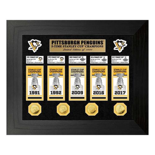 Pittsburgh Penguins 5-Time Stanley Cup Champions Deluxe Gold Coin & Banner Collection - Primary Image